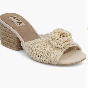 MIA Beige Crochet Floral Mules